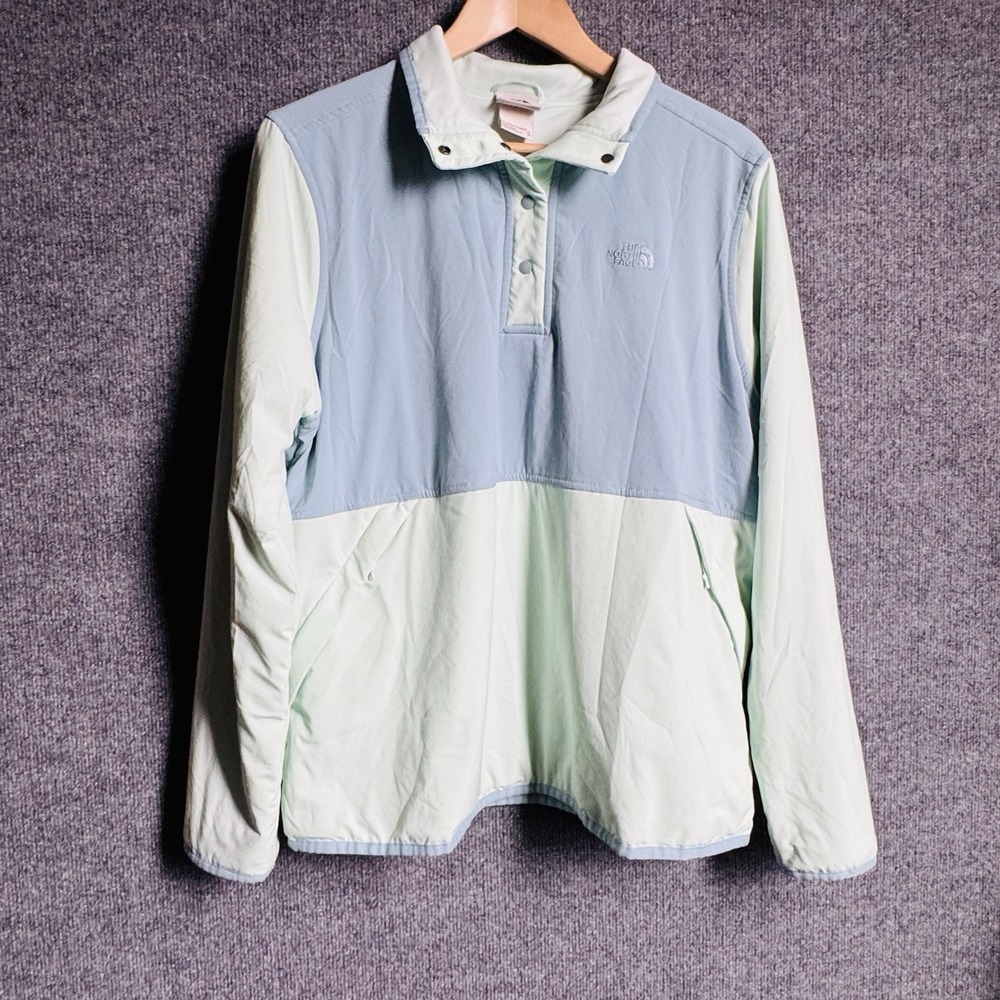 The North Face Pullover Women XL Blue Green Colorblock Gorpcore Outdoor Hiking